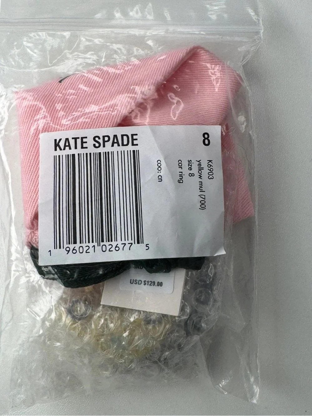 Kate Spade Off We Go Beetle Bug Yellow Car Ring Size 8 NWT